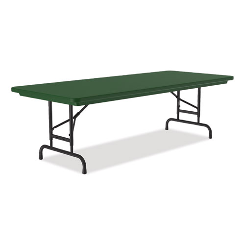 Adjustable Folding Tables, Rectangular, 60" x 30" x 22" to 32", Green Top, Black Legs, 4/Pallet