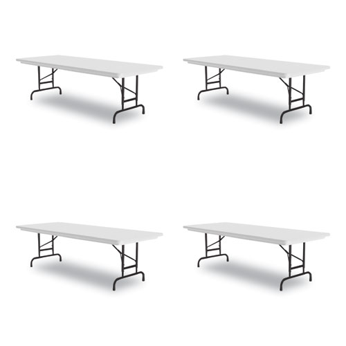 Image of Adjustable Folding Tables, Rectangular, 60" x 30" x 22" to 32", Gray Top, Black Legs, 4/Pallet, Ships in 4-6 Business Days