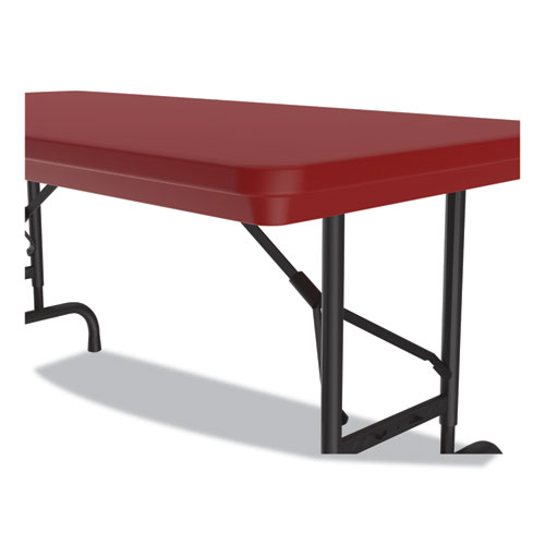 Adjustable Folding Table, Rectangular, 48" x 24" x 22" to 32", Red Top, Black Legs, 4/Pallet