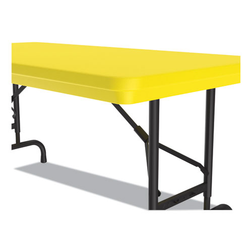 Adjustable Folding Table, Rectangular, 48" x 24" x 22" to 32", Yellow Top, Black Legs, 4/Pallet