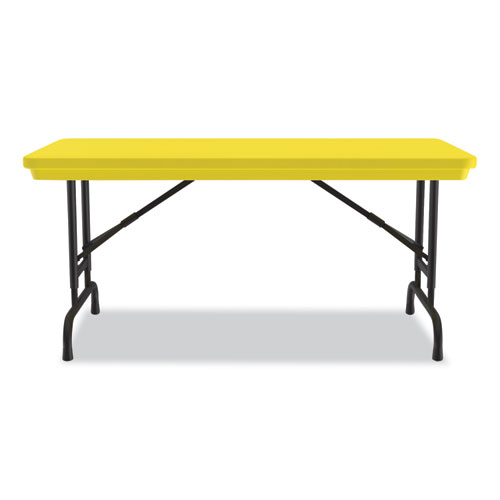 Adjustable Folding Table, Rectangular, 48" x 24" x 22" to 32", Yellow Top, Black Legs, 4/Pallet