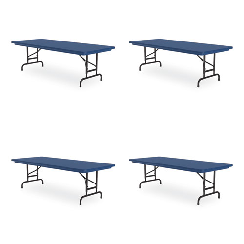 Adjustable Folding Tables, Rectangular, 60" x 30" x 22" to 32", Blue Top, Black Legs, 4/Pallet, Ships in 4-6 Business Days