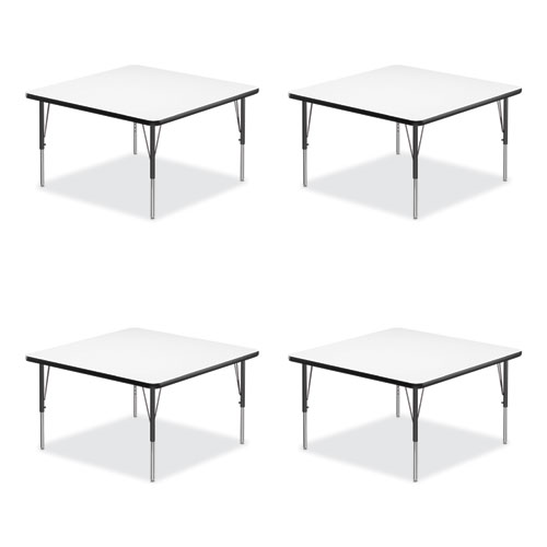 Markerboard Activity Tables, Square, 48" x 48" x 19" to 29", White Top, Black Legs, 4/Pallet, Ships in 4-6 Business Days