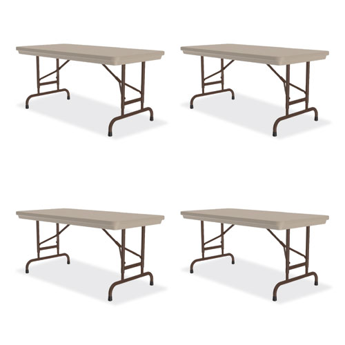 Adjustable Folding Table, Rectangular, 48" x 24" x 22" to 32", Mocha Top, Brown Legs, /Pallet, Ships in 4-6 Business Days