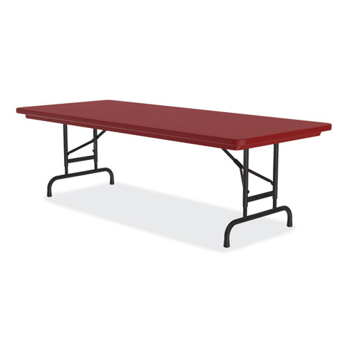 Adjustable Folding Tables, Rectangular, 60" x 30" x 22" to 32", Red Top, Black Legs, 4/Pallet