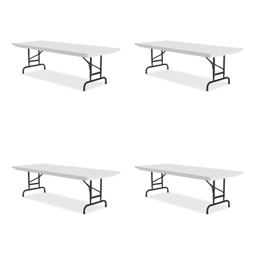 Image of Adjustable Folding Tables, Rectangular, 72" x 30" x 22" to 32", Gray Top, Black Legs, 4/Pallet, Ships in 4-6 Business Days