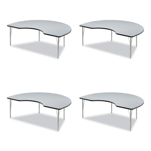 Adjustable Activity Tables, Kidney Shaped, 72" x 48" x 19" to 29", Gray Top, Black Legs, 4/Pallet, Ships in 4-6 Business Days