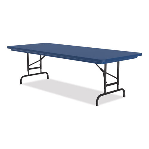 Adjustable Folding Tables, Rectangular, 60" x 30" x 22" to 32", Blue Top, Black Legs, 4/Pallet