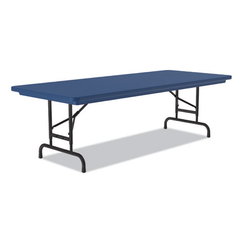 Adjustable Folding Tables, Rectangular, 60" x 30" x 22" to 32", Blue Top, Black Legs, 4/Pallet