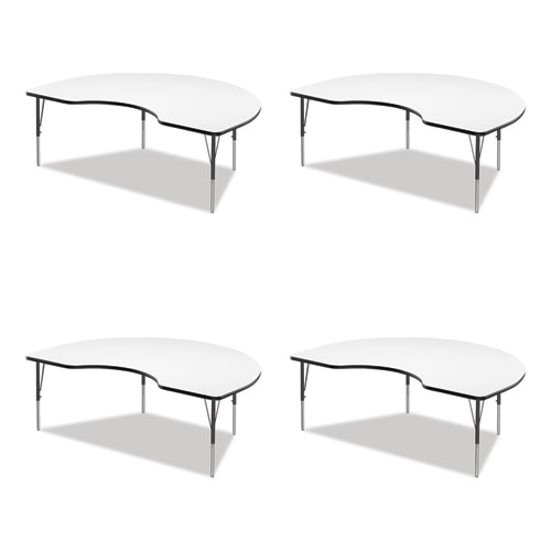 Image of Markerboard Activity Table, Kidney Shape, 72" x 48" x 19" to 29", White Top, Black Legs, 4/Pallet, Ships in 4-6 Business Days