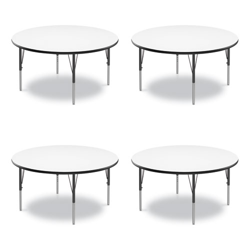 Image of Dry Erase Markerboard Activity Tables, Round, 42" x 19" to 29", White Top, Black Legs, 4/Pallet, Ships in 4-6 Business Days