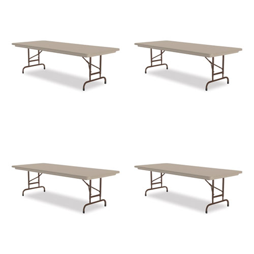 Adjustable Folding Tables, Rectangular, 72" x 30" x 22" to 32", Mocha Top, Brown Legs, 4/Pallet, Ships in 4-6 Business Days