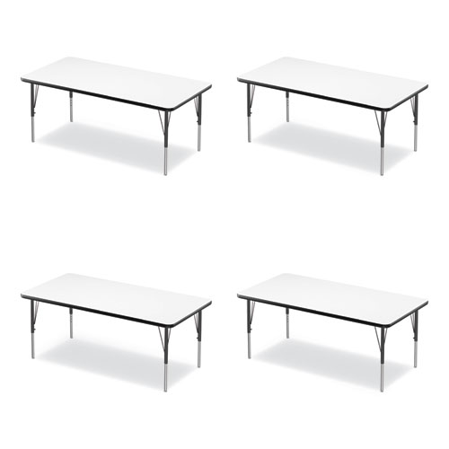 Image of Markerboard Activity Tables, Rectangular, 60" x 30" x 19" to 29", White Top, Black Legs, 4/Pallet, Ships in 4-6 Business Days