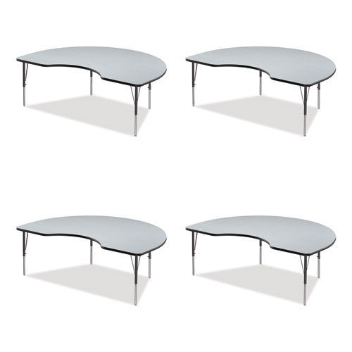Image of Adjustable Activity Tables, Kidney Shaped, 72" x 48" x 19" to 29", Gray Top, Gray Legs, 4/Pallet, Ships in 4-6 Business Days