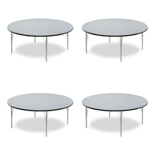 Image of Height Adjustable Activity Tables, Round, 60" x 19" to 29", Gray Granite Top, Gray Legs, 4/Pallet, Ships in 4-6 Business Days