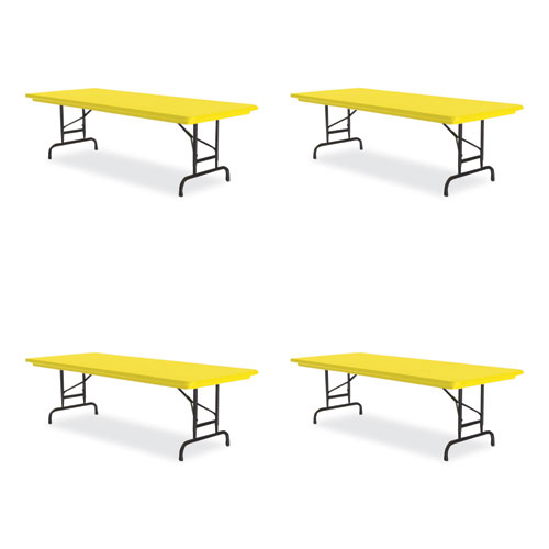 Adjustable Folding Tables, Rectangular, 60" x 30" x 22" to 32", Yellow Top, Black Legs, 4/Pallet, Ships in 4-6 Business Days
