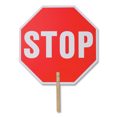 Handheld Stop Sign, 18" Red/White Face, White Graphics