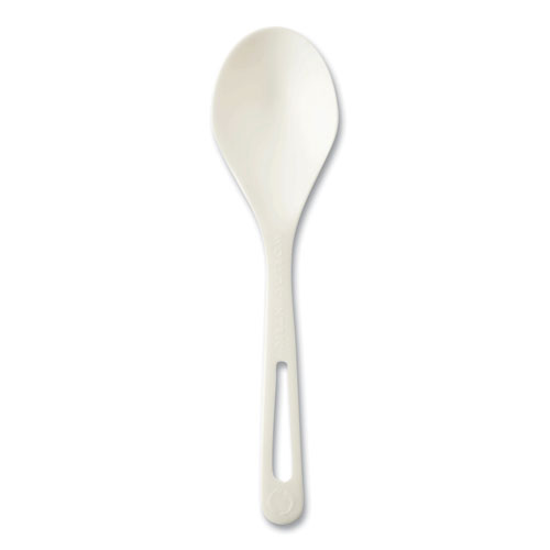 Image of TPLA Compostable Cutlery, Soup Spoon, White, 1,000/Carton