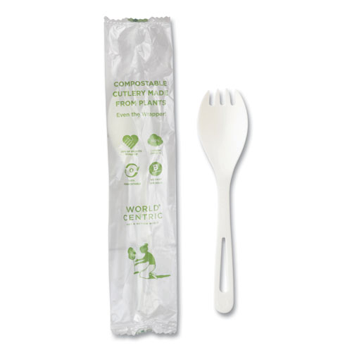 TPLA Compostable Cutlery, Spork, White, 750/Carton