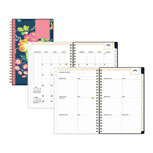 Blue Sky® Day Designer Peyton Create-Your-Own Cover Weekly/Monthly Planner, Floral, 8 X 5, Navy, 12-Month (July-June): 2023 To 2024