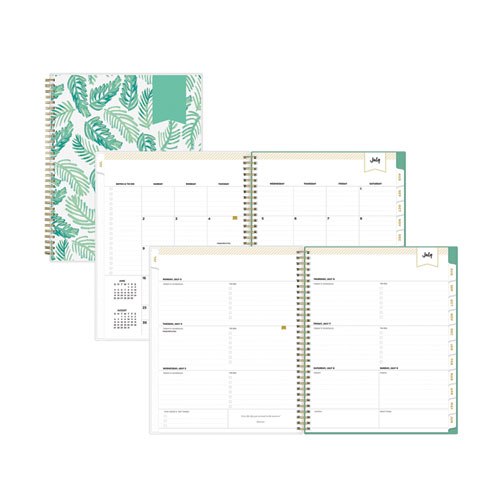 Blue Sky® Day Designer Academic Year Weekly/Monthly Frosted Planner, Palms Artwork, 11 X 8.5, 12-Month (July To June): 2023 To 2024