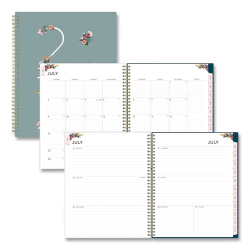 Image of Blue Sky® Greta Academic Year Weekly/Monthly Planner, Greta Floral Artwork, 11.5 X 8, Green Cover, 12-Month (July-June): 2023-2024