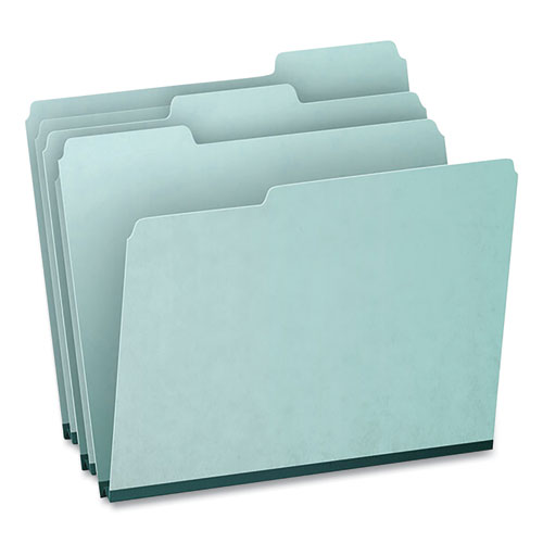Pressboard Expanding File Folders, 1/3-Cut Tabs: Assorted, Letter Size, 1" Expansion, Blue, 25/Box