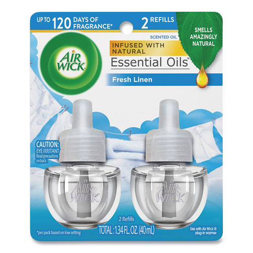 Image of Air Wick® Scented Oil Twin Refill, Fresh Linen, 0.67 Oz, 2/Pack, 6/Carton