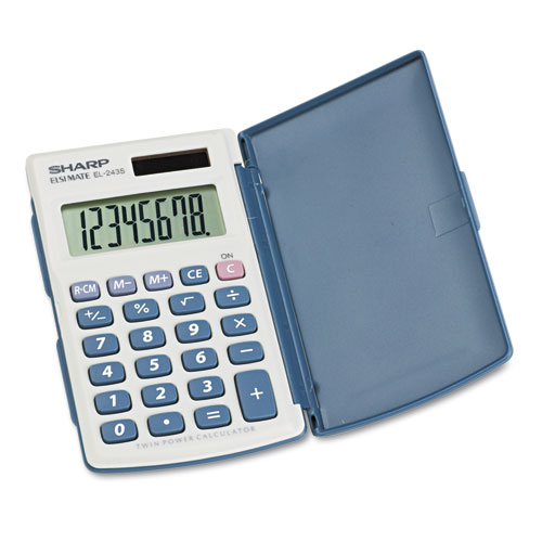 Sharp® EL-243SB Solar Pocket Calculator, 8-Digit LCD