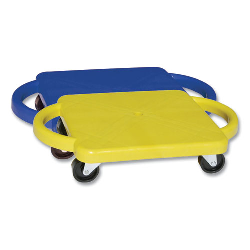 Image of Champion Sports Scooter With Handles, Blue/Yellow, 4 Rubber Swivel Casters, Plastic, 12 X 12