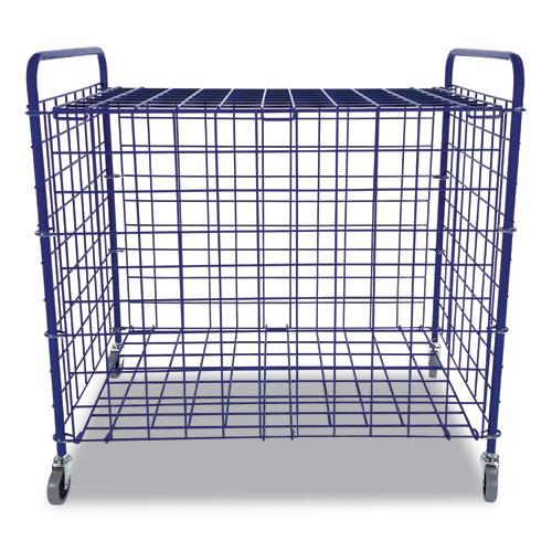 Image of Champion Sports Lockable Ball Storage Cart, Fits Approximately 24 Balls, Metal, 37" X 22" X 20", Blue