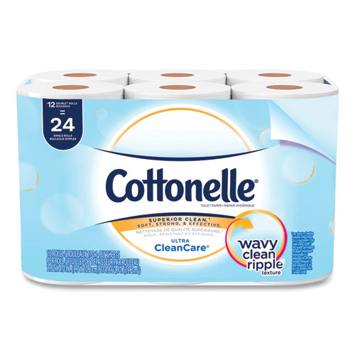 Cottonelle® Clean Care Bathroom Tissue, Septic Safe, 1-Ply, White, 170 Sheets/Roll, 12 Rolls/Pack
