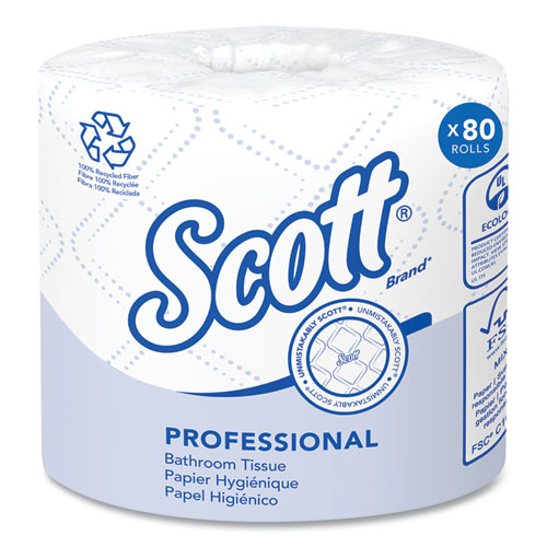 Scott® Essential 100% Recycled Fiber SRB Bathroom Tissue, Septic Safe, 2-Ply, White, 473 Sheets/Roll, 80 Rolls/Carton