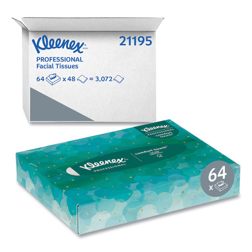 White Facial Tissue Junior Pack, 2-Ply, 48 Sheets/Box, 64 Boxes/Carton
