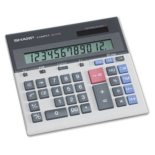 QS-2130 Compact Desktop Calculator, 12-Digit LCD | by Plexsupply