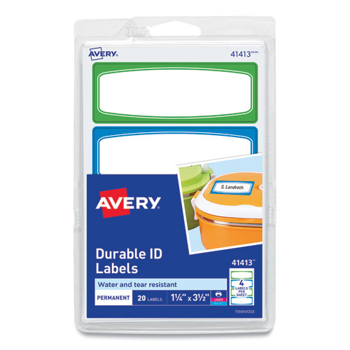 Image of Avery® Avery Kids Handwritten Identification Labels, 3.5 X 1.25, Assorted Border Colors, 4 Labels/Sheet, 5 Sheets/Pack