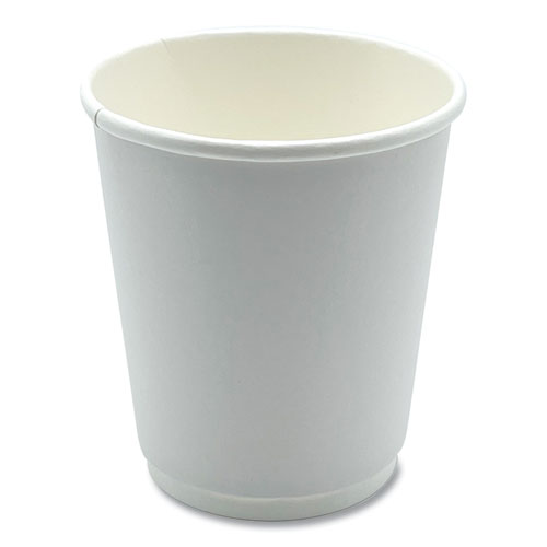 Paper Hot Cups, Double-Walled, 8 oz, White, 500/Carton
