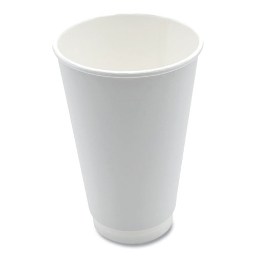 Paper Hot Cups, 16 oz, White, 1,000/Carton - Zerbee