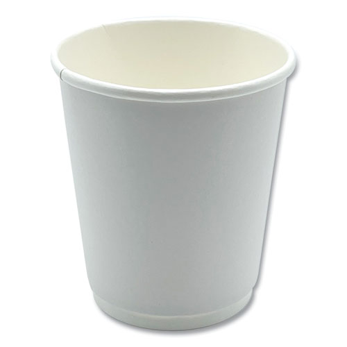 Paper Hot Cups, Double-Walled, 8 oz, White, 25/Pack