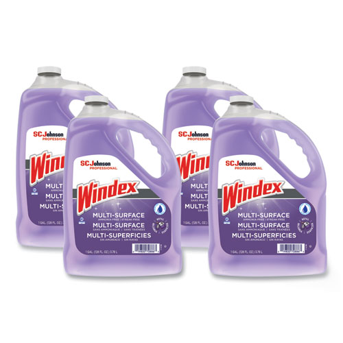 Windex® Non-Ammoniated Glass/Multi Surface Cleaner, Pleasant Scent, 128 oz Bottle, 4/CT