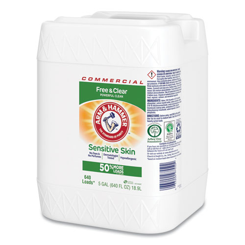 Arm & Hammer™ HE Compatible Liquid Detergent, Unscented, Free and Clear Scent, 5 gal Jug