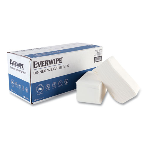 Everwipe™ Premium Linen-Like Guest Towel Napkins, 2-Ply, 12" x 17", White, 100/Pack, 5 Packs/Carton
