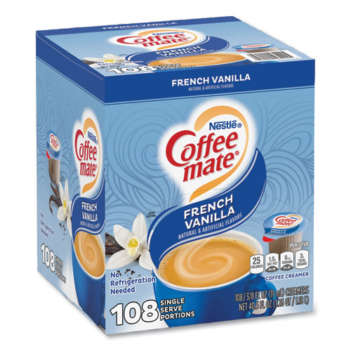 Liquid Coffee Creamer, French Vanilla, 0.38 oz Mini Cup, 108/Carton