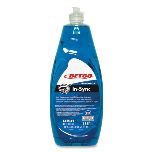 Betco® Symplicity In-Sync Hand Dishwashing Detergent, Fresh Ozonic Scent; 38 oz Bottle, 8/Carton