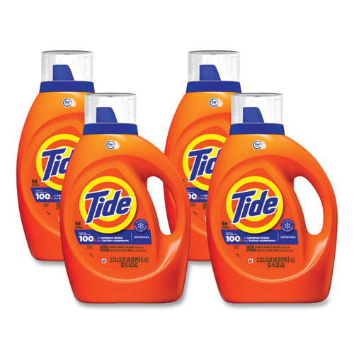 Tide® HE Laundry Detergent, Original Scent, Liquid, 64 Loads, 92 oz Bottle, 4/Carton