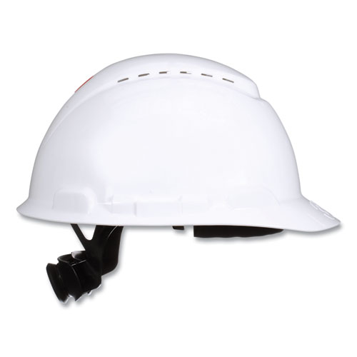 SecureFit H-Series Hard Hats, H-700 Front-Brim Cap with UV Indicator, 4-Point Pressure Diffusion Ratchet Suspension, White