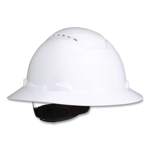 SecureFit H-Series Hard Hats, H-800 Vented Hat with UV Indicator, 4-Point Pressure Diffusion Ratchet Suspension, White