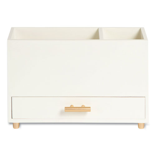 Juliet Desk Organizer, 3 Compartments, 1 Drawer, 3.75 x 9 x 5, White, Wood