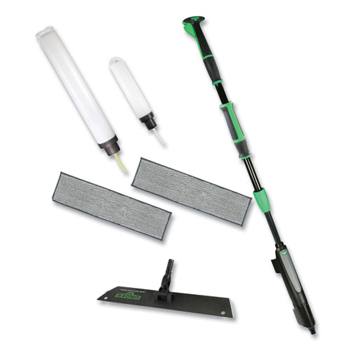 Unger® Excella Floor Cleaning Kit, 20" Gray Microfiber Head, 48" to 65" Black/Green Handle