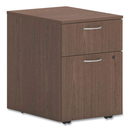 Mod Mobile Pedestal, Left or Right, 2-Drawers: Box/File, Legal/Letter, Sepia Walnut, 15" x 20" x 20"